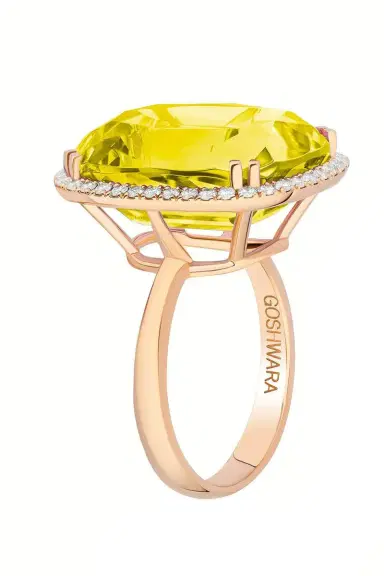 GOSHWARA Lemon Quartz Cushion Gossip Ring | Thumbnail 5