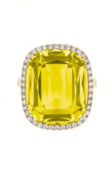 GOSHWARA Lemon Quartz Cushion Gossip Ring | Thumbnail 1