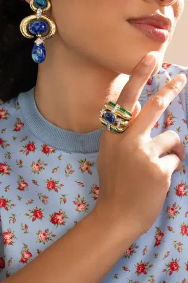 DAVID WEBB Sapphire Emerald Diamond Couture Ring | Thumbnail 2
