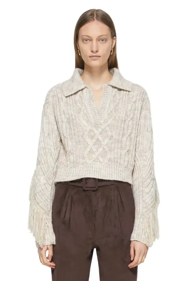 Simkhai Kara Fringe Knit Polo