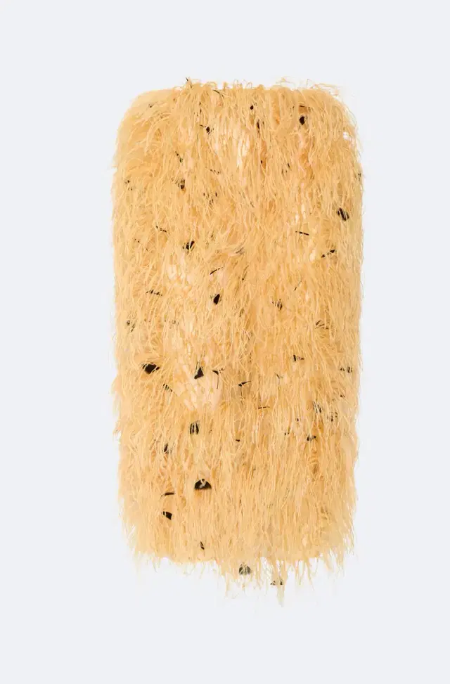 Multi Feather Embroidery High Waist Skirt