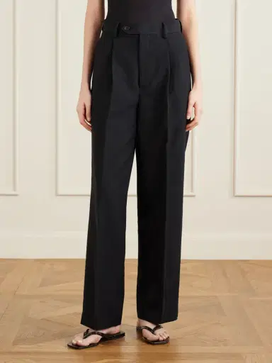 Auralee Pleated Wool, Cotton And Linen-blend Oxford Wide-leg Pants | Thumbnail 3 Auralee Pleated Wool, Cotton And Linen-blend Oxford Wide-leg Pants | Thumbnail 3