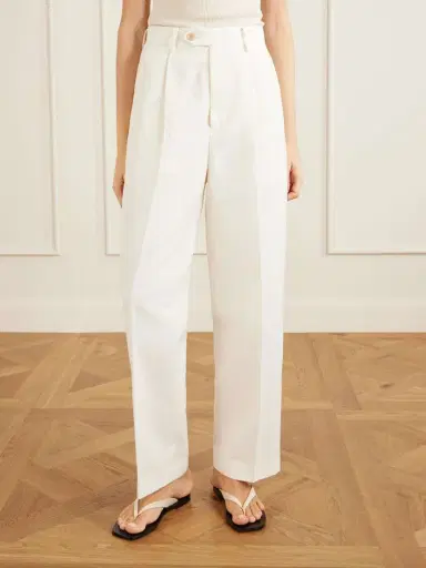 Auralee Pleated Wool, Cotton And Linen-blend Oxford Wide-leg Pants | Thumbnail 3 Auralee Pleated Wool, Cotton And Linen-blend Oxford Wide-leg Pants | Thumbnail 3