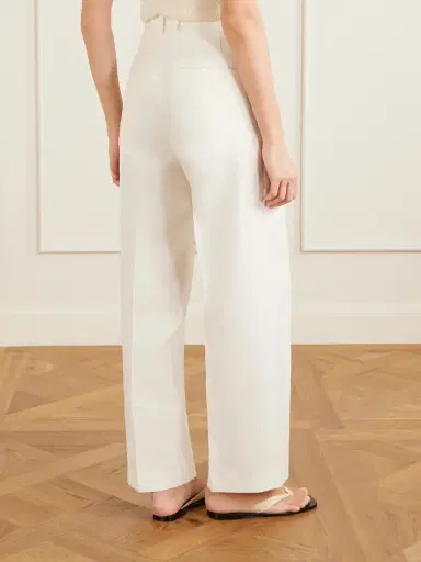 Auralee Pleated Wool, Cotton And Linen-blend Oxford Wide-leg Pants | Thumbnail 4 Auralee Pleated Wool, Cotton And Linen-blend Oxford Wide-leg Pants | Thumbnail 4