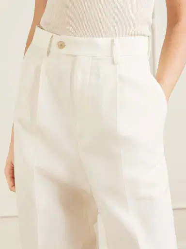 Auralee Pleated Wool, Cotton And Linen-blend Oxford Wide-leg Pants | Thumbnail 5 Auralee Pleated Wool, Cotton And Linen-blend Oxford Wide-leg Pants | Thumbnail 5