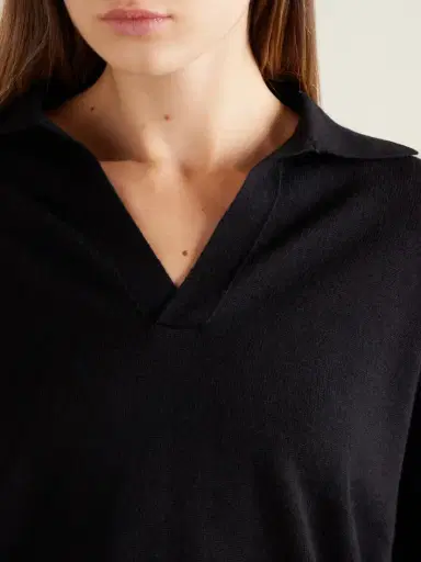 Auralee Cashmere And Silk-blend Polo Sweater | Thumbnail 4 Auralee Cashmere And Silk-blend Polo Sweater | Thumbnail 4