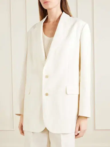 Auralee Oversized Wool, Cotton And Linen-blend Oxford Blazer | Thumbnail 3 Auralee Oversized Wool, Cotton And Linen-blend Oxford Blazer | Thumbnail 3