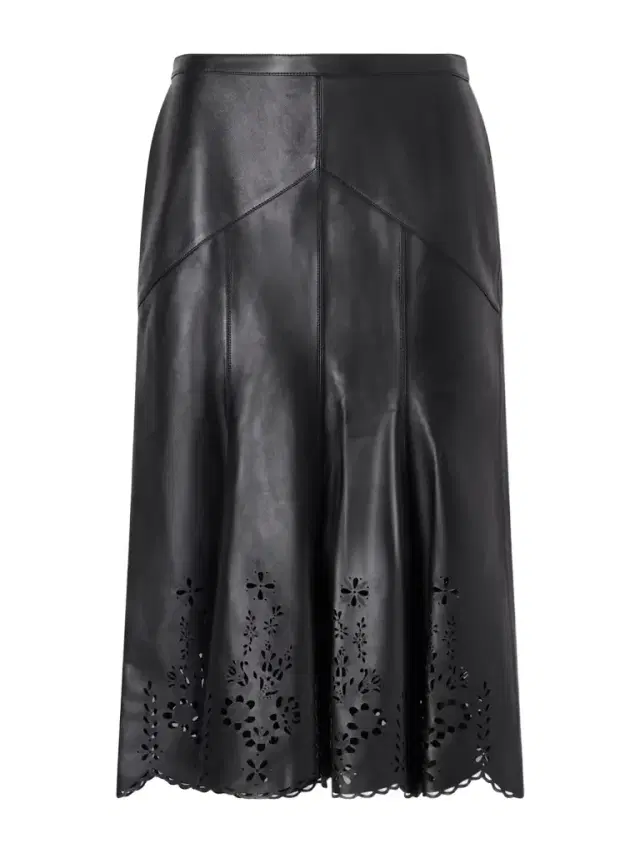 Nisia Laser-cut Leather Midi Skirt