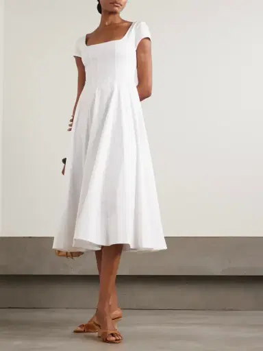 Staud Wells Pleated Cotton-blend Poplin Midi Dress | Thumbnail 2 Staud Wells Pleated Cotton-blend Poplin Midi Dress | Thumbnail 2