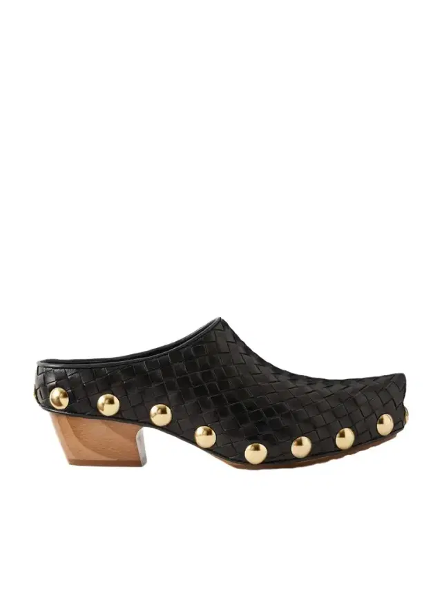 Gondola Studded Intrecciato Leather Clogs