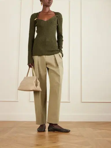 Bottega Veneta Embellished Ribbed Cashmere And Silk-blend Sweater | Thumbnail 2 Bottega Veneta Embellished Ribbed Cashmere And Silk-blend Sweater | Thumbnail 2