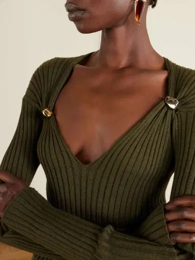 Bottega Veneta Embellished Ribbed Cashmere And Silk-blend Sweater | Thumbnail 4 Bottega Veneta Embellished Ribbed Cashmere And Silk-blend Sweater | Thumbnail 4