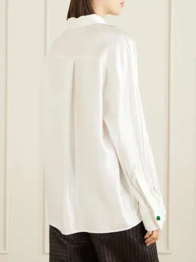 Bottega Veneta Tie-detailed Silk-satin Shirt | Thumbnail 3