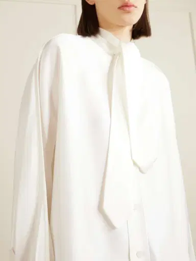 Bottega Veneta Tie-detailed Silk-satin Shirt | Thumbnail 5