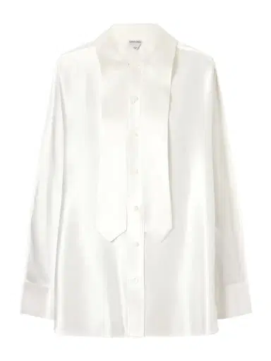 Bottega Veneta Tie-detailed Silk-satin Shirt | Thumbnail 1