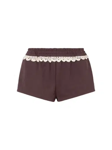 Magda Butrym Lace-trimmed Cotton-jersey Shorts | Thumbnail 1 Magda Butrym Lace-trimmed Cotton-jersey Shorts | Thumbnail 1