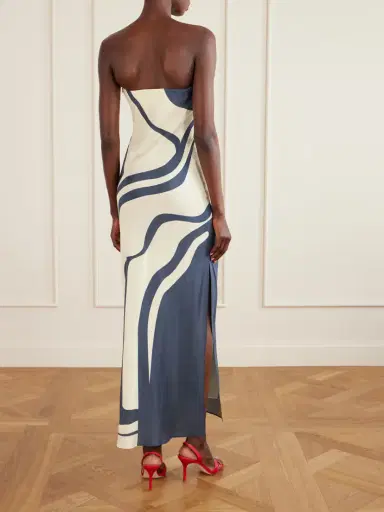 SIR. Lilou Strapless Printed Silk-satin Maxi Dress | Thumbnail 3