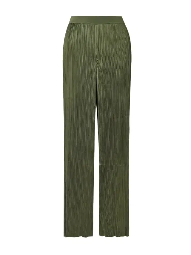 Amber Plissé-satin Wide-leg Pants