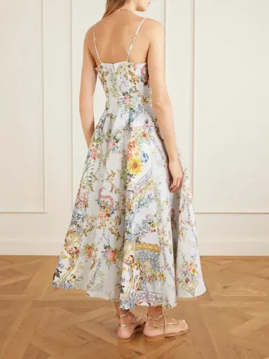 Camilla Crystal-embellished Printed Linen And Silk-blend Midi Dress | Thumbnail 3 Camilla Crystal-embellished Printed Linen And Silk-blend Midi Dress | Thumbnail 3
