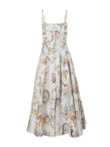 Camilla Crystal-embellished Printed Linen And Silk-blend Midi Dress | Thumbnail 1 Camilla Crystal-embellished Printed Linen And Silk-blend Midi Dress | Thumbnail 1