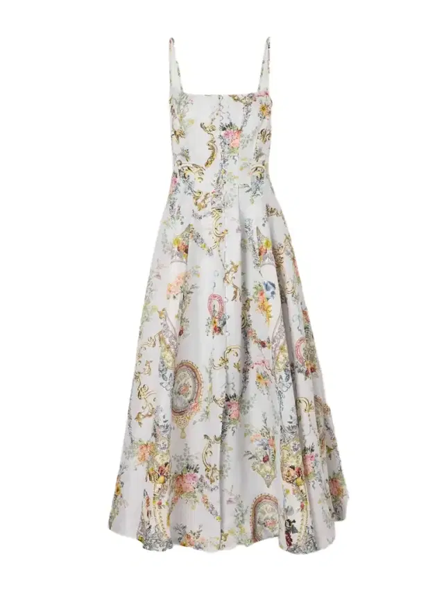 Crystal-embellished Printed Linen And Silk-blend Midi Dress