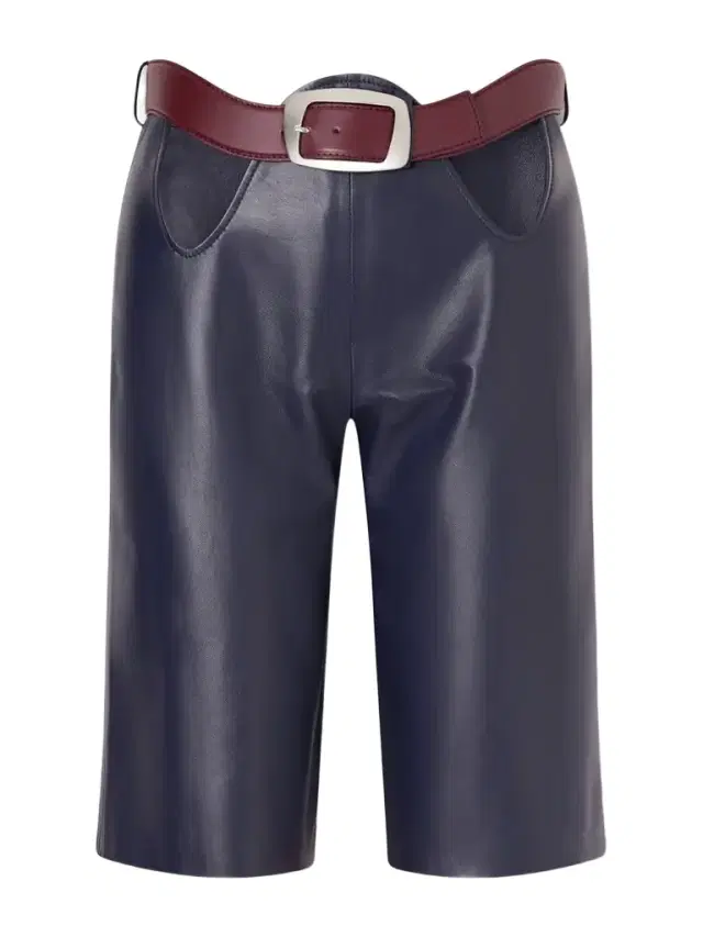 Belted Cut-out Leather Shorts