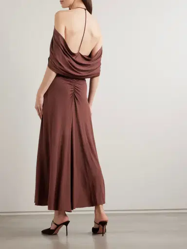 Self-Portrait Off-the-shoulder Draped Stretch-jersey Midi Dress | Thumbnail 3 Self-Portrait Off-the-shoulder Draped Stretch-jersey Midi Dress | Thumbnail 3