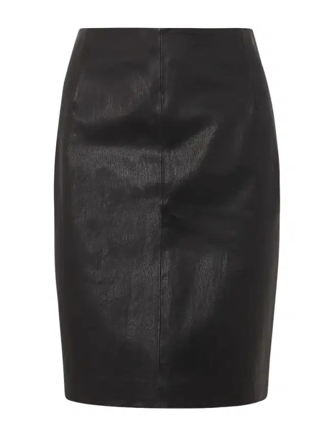Paneled Leather Pencil Skirt