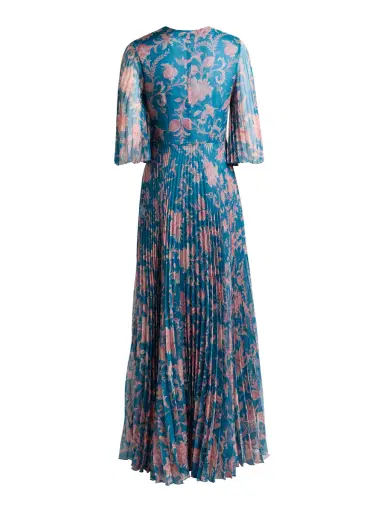 Etro Paisley Pleated Maxi Dress with Flared Sleeves | Thumbnail 2 Etro Paisley Pleated Maxi Dress with Flared Sleeves | Thumbnail 2