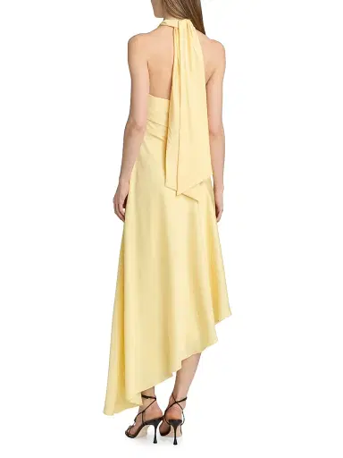 Simkhai Women's Monica Asymmetric Satin Midi-Dress - Buttercream - Size 2 | Thumbnail 5