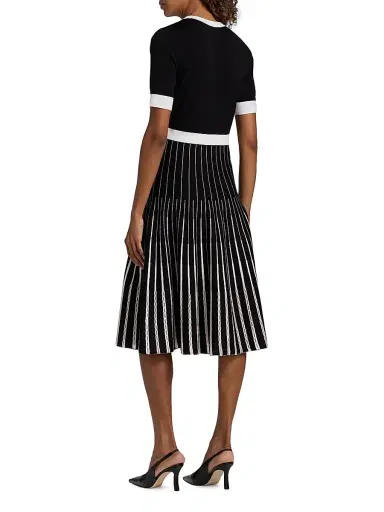 Misook Women's Knit Fit-And-Flare Midi-Dress - Black White - Size XXL | Thumbnail 5 Misook Women's Knit Fit-And-Flare Midi-Dress - Black White - Size XXL | Thumbnail 5