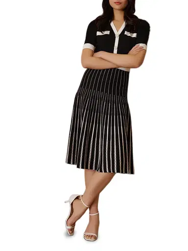 Misook Women's Knit Fit-And-Flare Midi-Dress - Black White - Size XXL | Thumbnail 8 Misook Women's Knit Fit-And-Flare Midi-Dress - Black White - Size XXL | Thumbnail 8