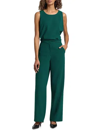 Misook Women's Naomi Crêpe de Chine Wide-Leg Pants - Spruce - Size XL | Thumbnail 2 Misook Women's Naomi Crêpe de Chine Wide-Leg Pants - Spruce - Size XL | Thumbnail 2