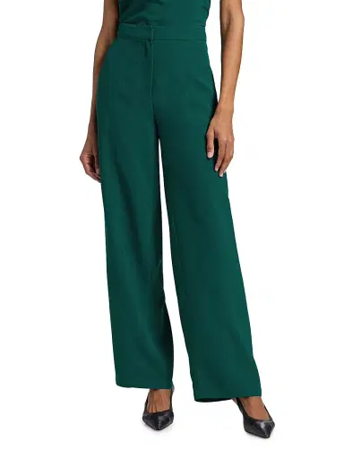 Misook Women's Naomi Crêpe de Chine Wide-Leg Pants - Spruce - Size XL | Thumbnail 3 Misook Women's Naomi Crêpe de Chine Wide-Leg Pants - Spruce - Size XL | Thumbnail 3
