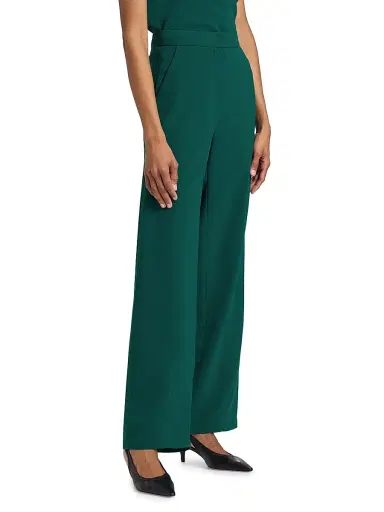 Misook Women's Naomi Crêpe de Chine Wide-Leg Pants - Spruce - Size XL | Thumbnail 4 Misook Women's Naomi Crêpe de Chine Wide-Leg Pants - Spruce - Size XL | Thumbnail 4