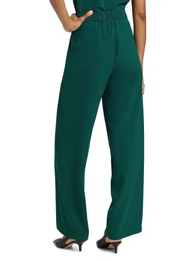 Misook Women's Naomi Crêpe de Chine Wide-Leg Pants - Spruce - Size XL | Thumbnail 5 Misook Women's Naomi Crêpe de Chine Wide-Leg Pants - Spruce - Size XL | Thumbnail 5