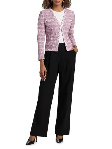 Misook Women's Tweed Knit Jacket - Pink Parfait Multi - Size XXL | Thumbnail 2 Misook Women's Tweed Knit Jacket - Pink Parfait Multi - Size XXL | Thumbnail 2
