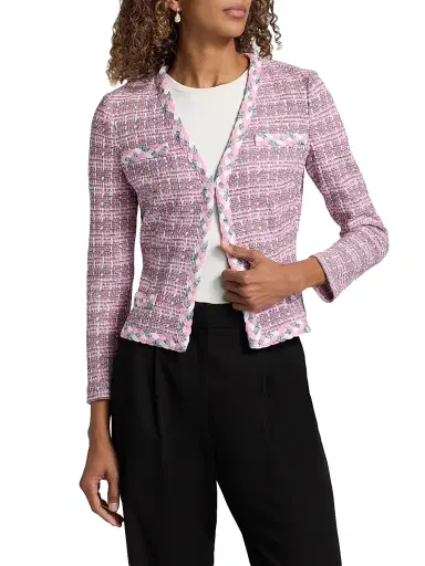 Misook Women's Tweed Knit Jacket - Pink Parfait Multi - Size XXL | Thumbnail 3 Misook Women's Tweed Knit Jacket - Pink Parfait Multi - Size XXL | Thumbnail 3