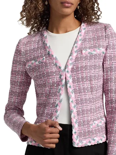Misook Women's Tweed Knit Jacket - Pink Parfait Multi - Size XXL | Thumbnail 6 Misook Women's Tweed Knit Jacket - Pink Parfait Multi - Size XXL | Thumbnail 6