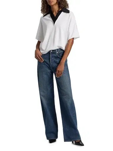 Misook Women's Mixed-Media Knit Shirt - White Black | Thumbnail 2