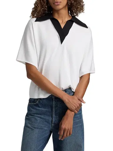 Misook Women's Mixed-Media Knit Shirt - White Black | Thumbnail 3