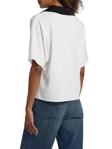 Misook Women's Mixed-Media Knit Shirt - White Black | Thumbnail 5