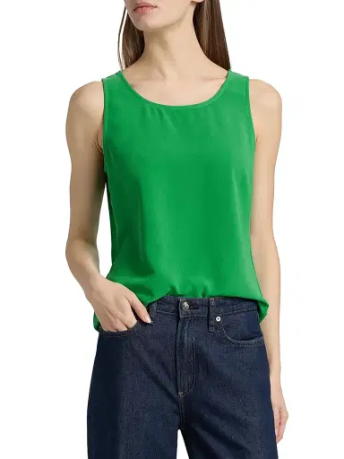 Misook Women's Crepe De Chine Tank - Clover Field - Size XXL | Thumbnail 3 Misook Women's Crepe De Chine Tank - Clover Field - Size XXL | Thumbnail 3