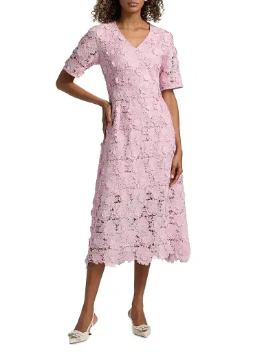 Misook Women's Floral Lace Appliqué Midi-Dress - Cherry Blossom - Size XXL | Thumbnail 2