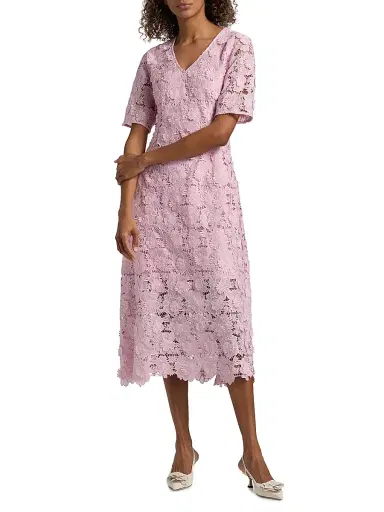Misook Women's Floral Lace Appliqué Midi-Dress - Cherry Blossom - Size XXL | Thumbnail 3