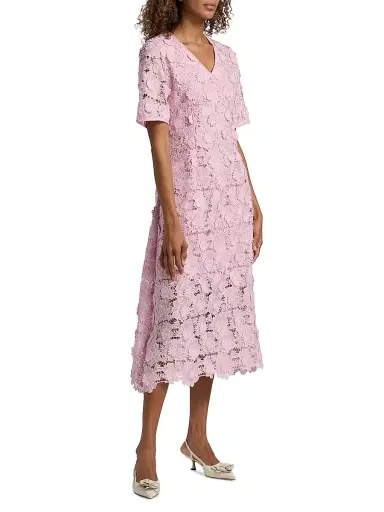 Misook Women's Floral Lace Appliqué Midi-Dress - Cherry Blossom - Size XXL | Thumbnail 4