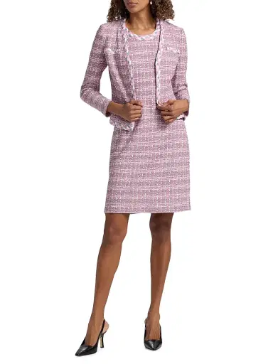 Misook Women's Tweed Knit Sheath Minidress | Thumbnail 2