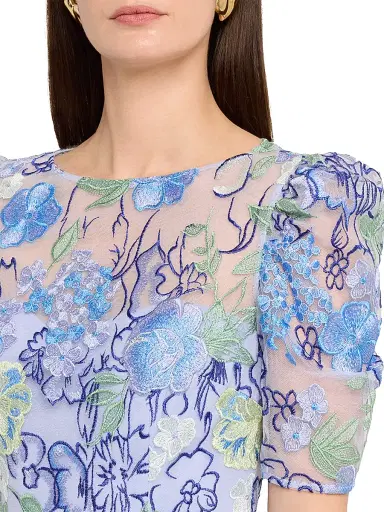Teri Jon by Rickie Freeman Women's Floral Embroidered Tulle High-Low Gown - Lavender Multi - Size 16 | Thumbnail 5 Teri Jon by Rickie Freeman Women's Floral Embroidered Tulle High-Low Gown - Lavender Multi - Size 16 | Thumbnail 5