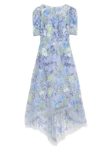 Teri Jon by Rickie Freeman Women's Floral Embroidered Tulle High-Low Gown - Lavender Multi - Size 16 | Thumbnail 1 Teri Jon by Rickie Freeman Women's Floral Embroidered Tulle High-Low Gown - Lavender Multi - Size 16 | Thumbnail 1