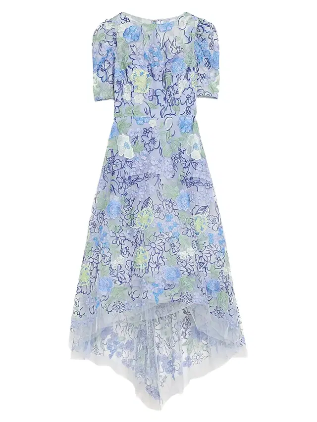Teri Jon by Rickie Freeman Women's Floral Embroidered Tulle High-Low Gown - Lavender Multi